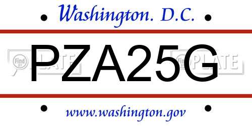 PZA25G District Of Columbia License Plate