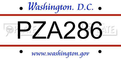 PZA286 District Of Columbia License Plate