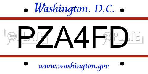 PZA4FD District Of Columbia License Plate
