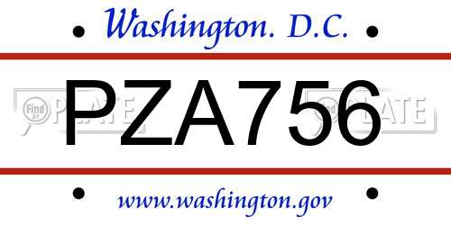 PZA756 District Of Columbia License Plate