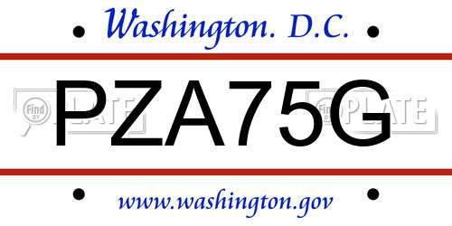 PZA75G District Of Columbia License Plate