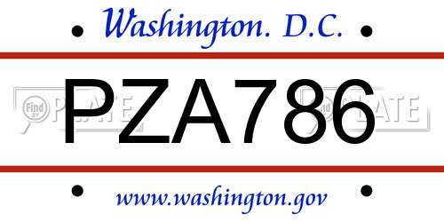 PZA786 District Of Columbia License Plate