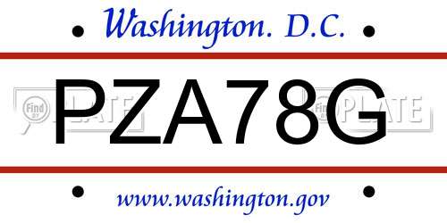 PZA78G District Of Columbia License Plate