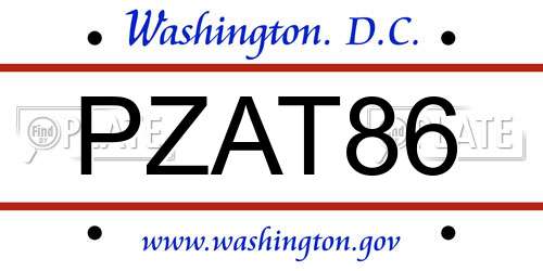 PZAT86 District Of Columbia License Plate