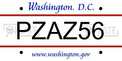 PZAZ56 District Of Columbia License Plate