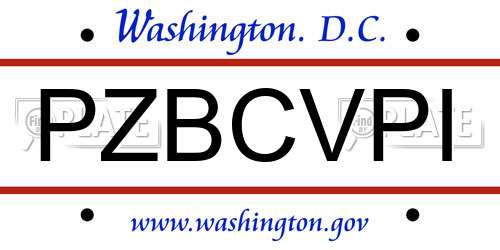 PZBCVPI District Of Columbia License Plate