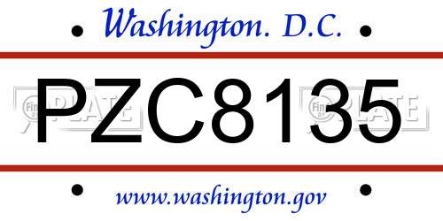 PZC8135 District Of Columbia License Plate