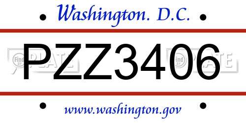 PZZ3406 District Of Columbia License Plate