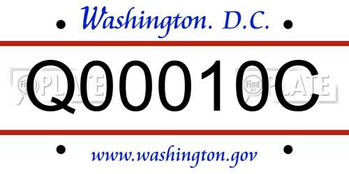 Q00010C District Of Columbia License Plate