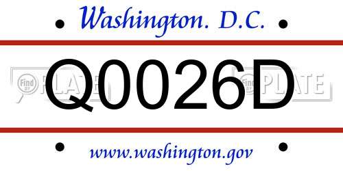 Q0026D District Of Columbia License Plate