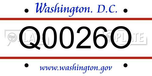 Q0026O District Of Columbia License Plate