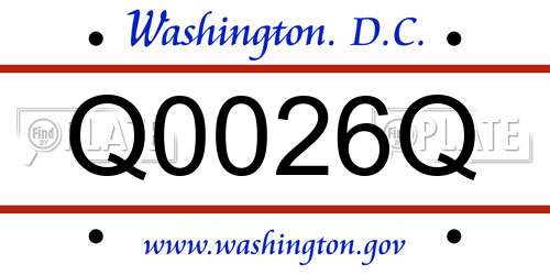 Q0026Q District Of Columbia License Plate