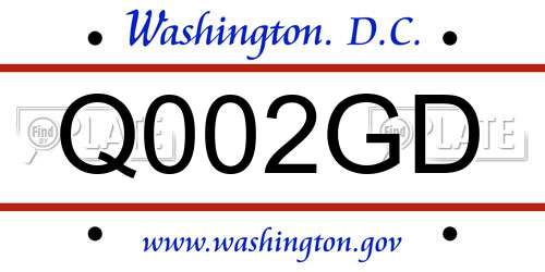 Q002GD District Of Columbia License Plate