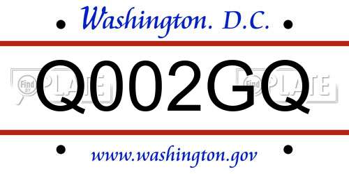 Q002GQ District Of Columbia License Plate