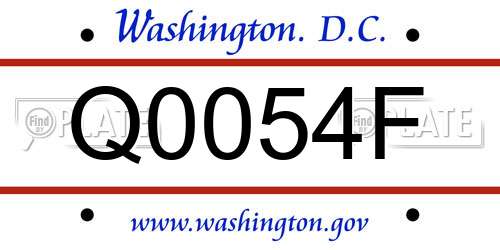Q0054F District Of Columbia License Plate