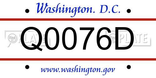 Q0076D District Of Columbia License Plate