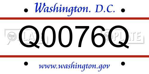 Q0076Q District Of Columbia License Plate