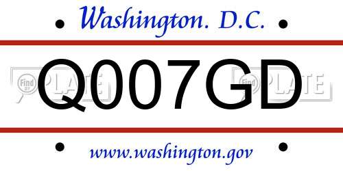 Q007GD District Of Columbia License Plate