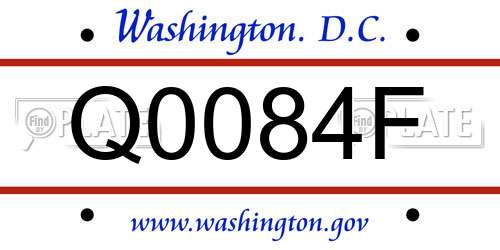 Q0084F District Of Columbia License Plate