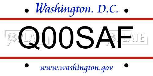 Q00SAF District Of Columbia License Plate