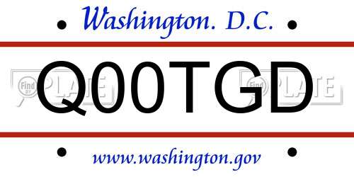 Q00TGD District Of Columbia License Plate