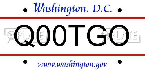 Q00TGO District Of Columbia License Plate