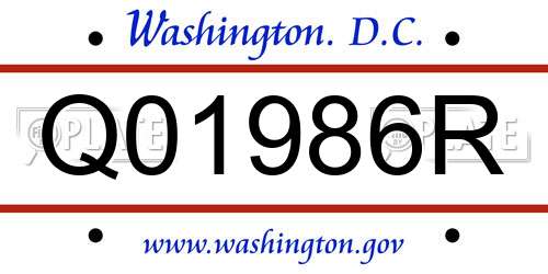 Q01986R District Of Columbia License Plate