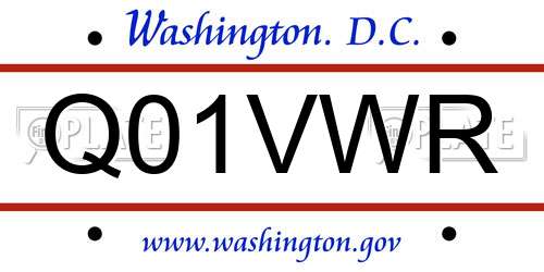 Q01VWR District Of Columbia License Plate