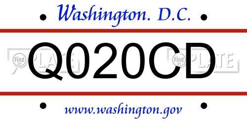 Q020CD District Of Columbia License Plate
