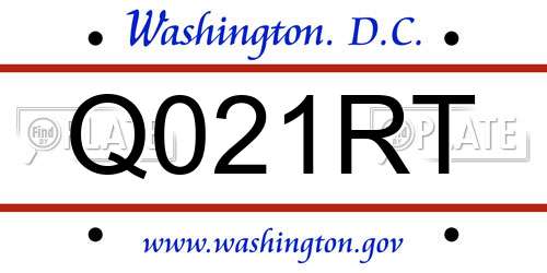 Q021RT District Of Columbia License Plate