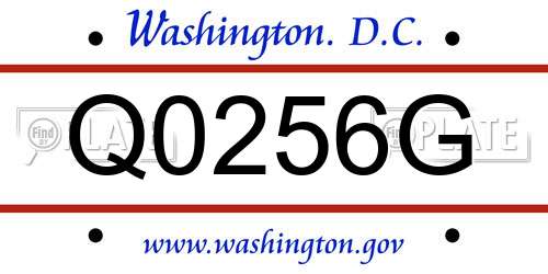 Q0256G District Of Columbia License Plate