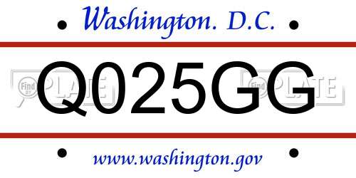 Q025GG District Of Columbia License Plate