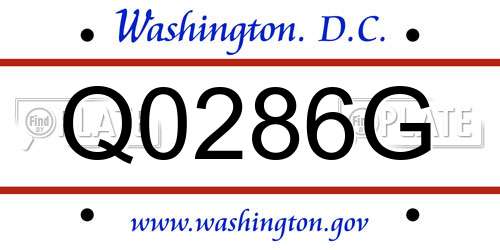 Q0286G District Of Columbia License Plate