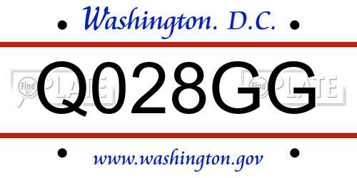 Q028GG District Of Columbia License Plate