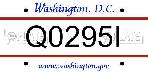 Q0295I District Of Columbia License Plate