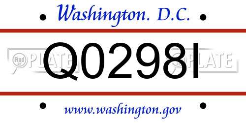 Q0298I District Of Columbia License Plate