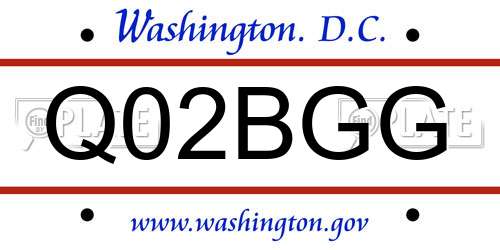 Q02BGG District Of Columbia License Plate