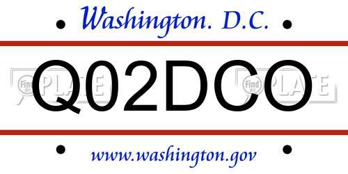 Q02DCO District Of Columbia License Plate