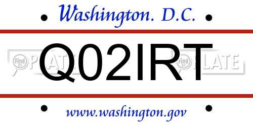 Q02IRT District Of Columbia License Plate