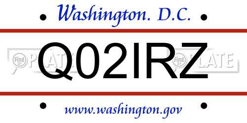 Q02IRZ District Of Columbia License Plate
