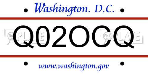 Q02OCQ District Of Columbia License Plate