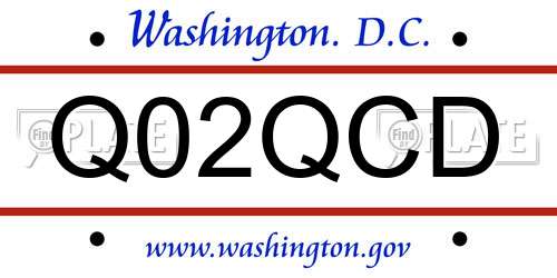 Q02QCD District Of Columbia License Plate
