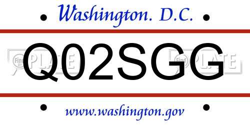 Q02SGG District Of Columbia License Plate