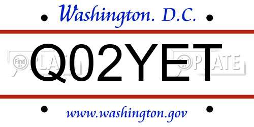 Q02YET District Of Columbia License Plate
