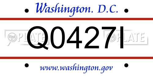 Q0427I District Of Columbia License Plate