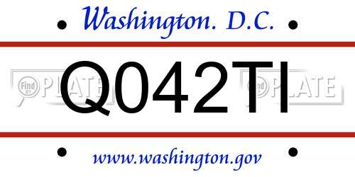 Q042TI District Of Columbia License Plate
