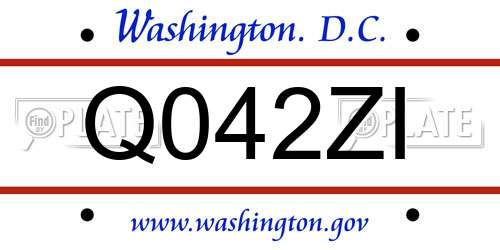 Q042ZI District Of Columbia License Plate