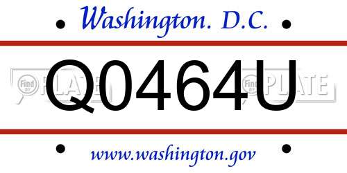 Q0464U District Of Columbia License Plate