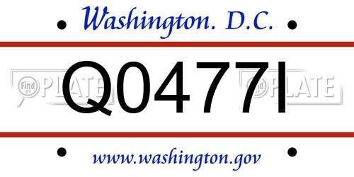 Q0477I District Of Columbia License Plate