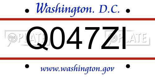 Q047ZI District Of Columbia License Plate